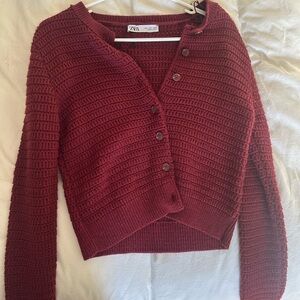Zara Women's Deep Red Cardigan